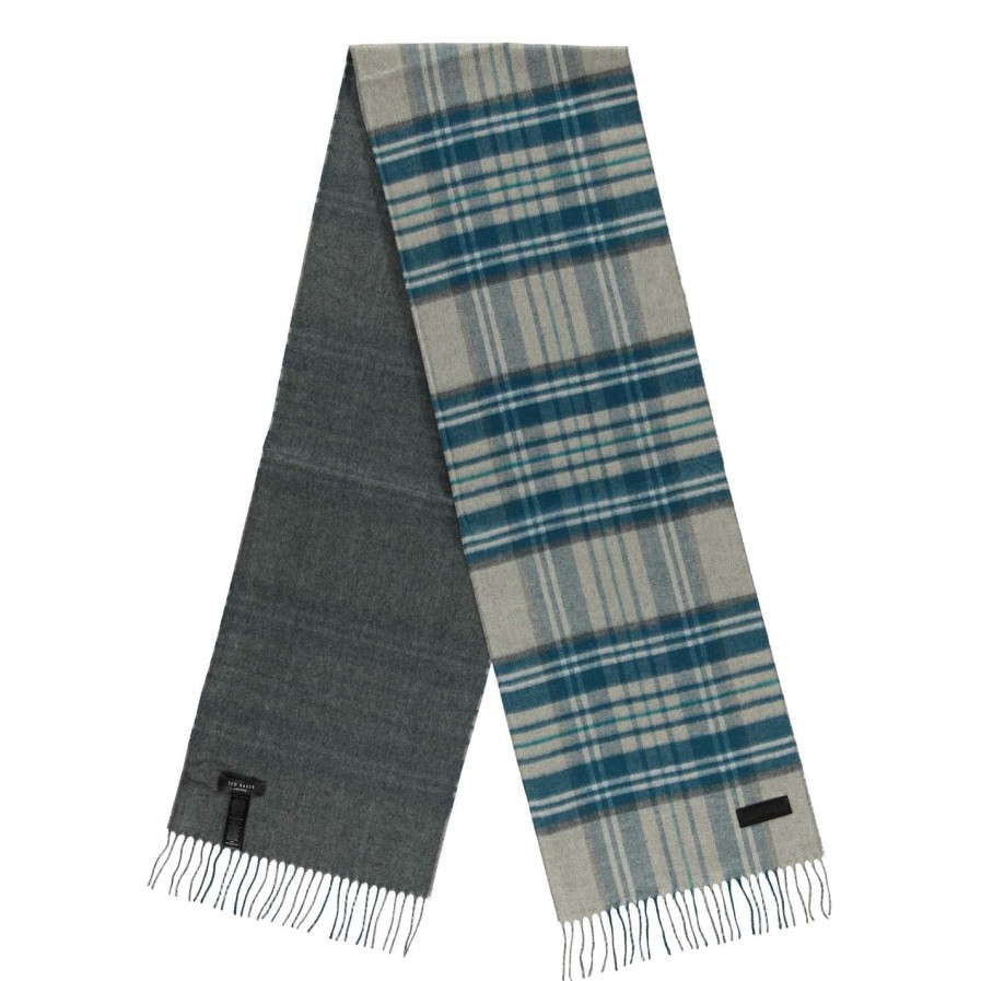 Accessories Ted Baker | Ted Baker Ted Baker Laite Check Scarf For Men'S Scarves Colour Grey