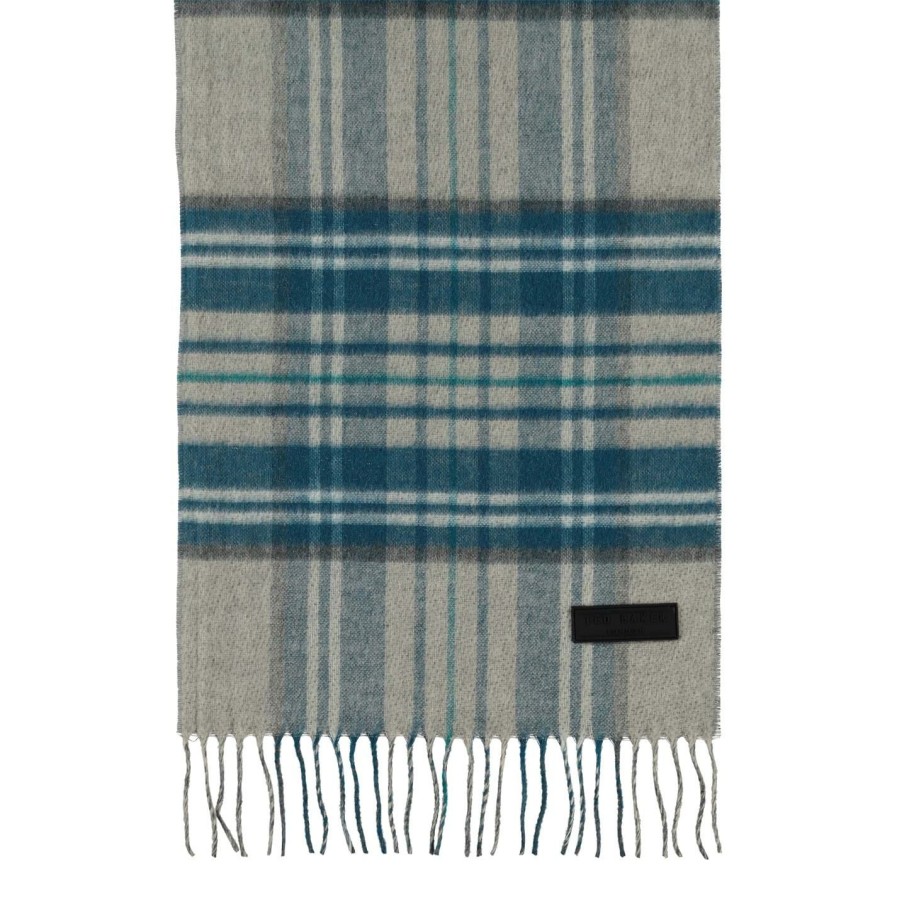 Accessories Ted Baker | Ted Baker Ted Baker Laite Check Scarf For Men'S Scarves Colour Grey