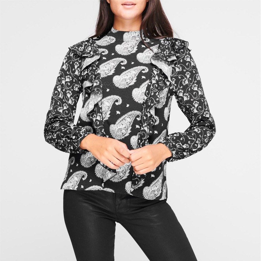 Women Ted Baker | Ted Baker Tiasey High Neck Blouse For Blouses & Shirts Colour Black