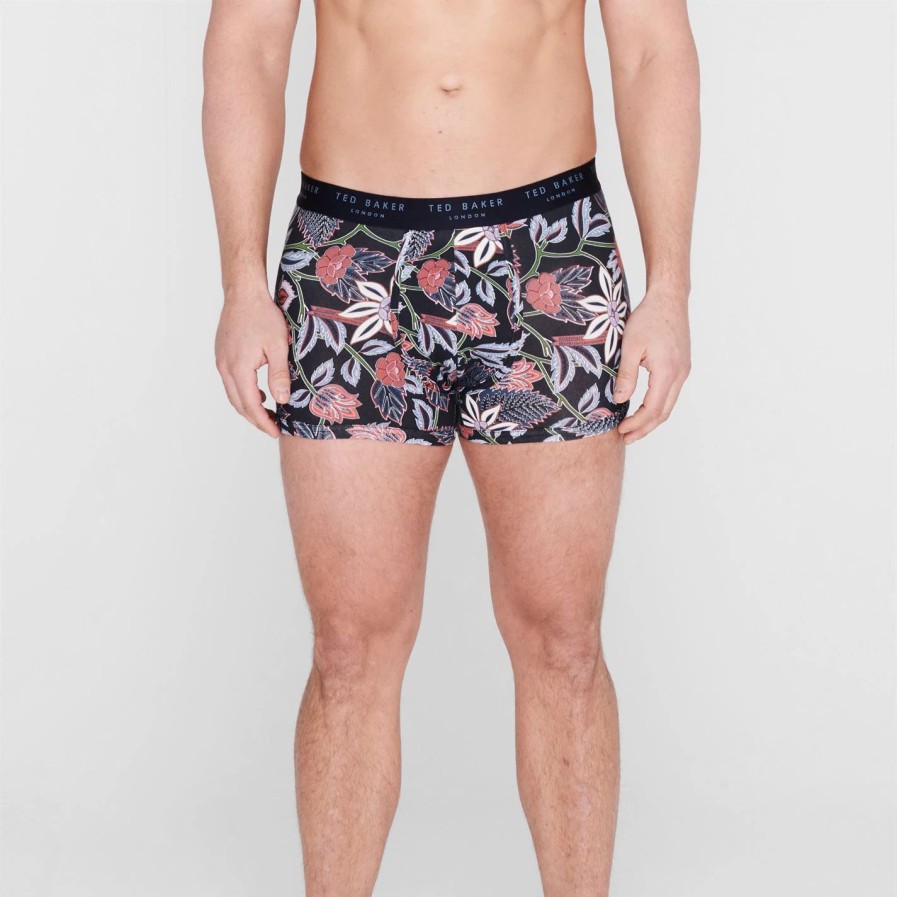 Men Ted Baker | Ted Baker 3 Pack Pattern Trunks For Underwear Colour Benga