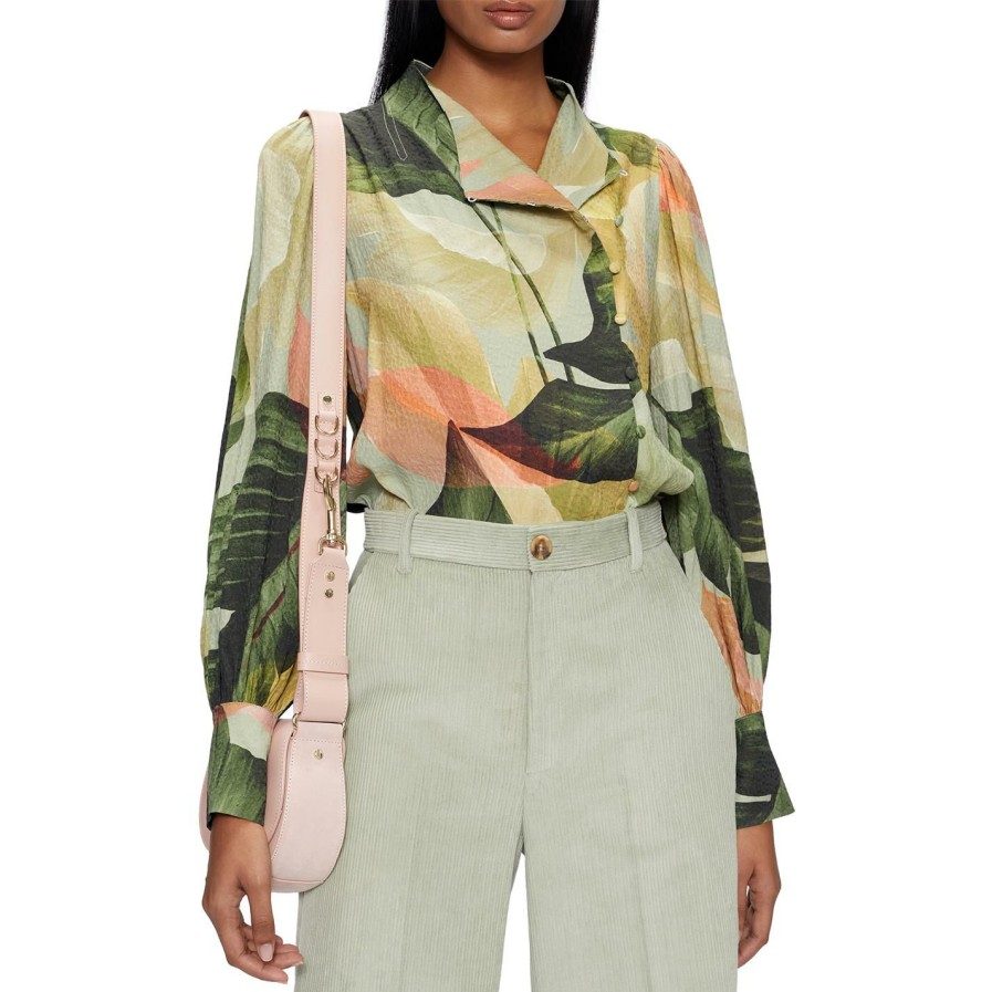 Women Ted Baker | Ted Baker Emillee Funnel Blouse For Blouses & Shirts Colour Mid Green