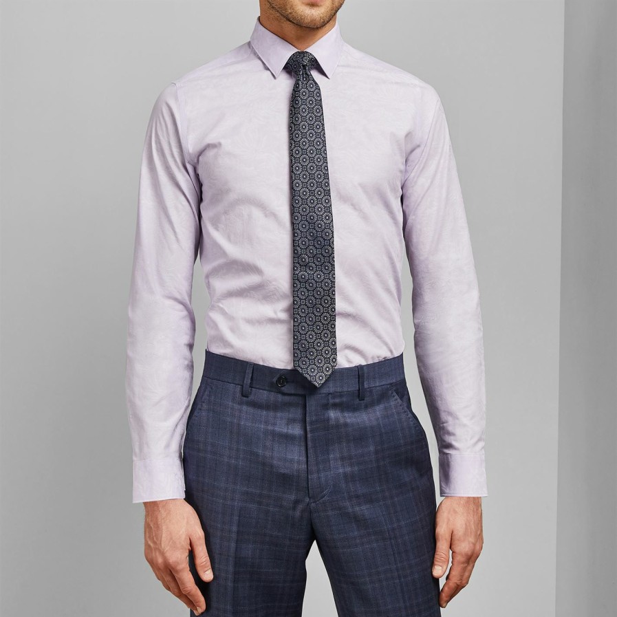 Men Ted Baker | Ted Baker Ted Baker Spageti Shirt Mens For Casual Shirts Colour Lilac