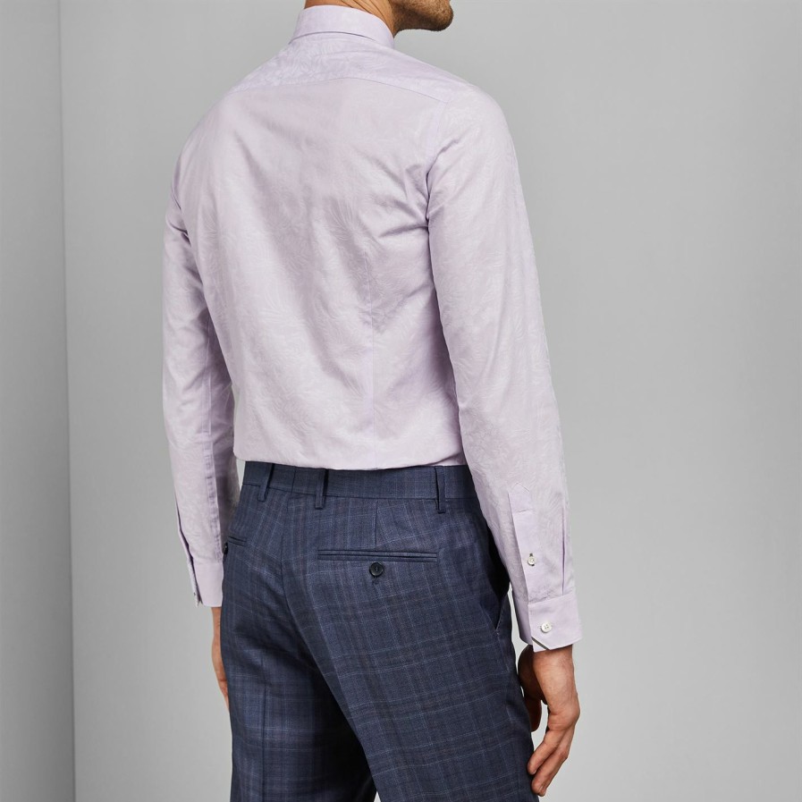 Men Ted Baker | Ted Baker Ted Baker Spageti Shirt Mens For Casual Shirts Colour Lilac