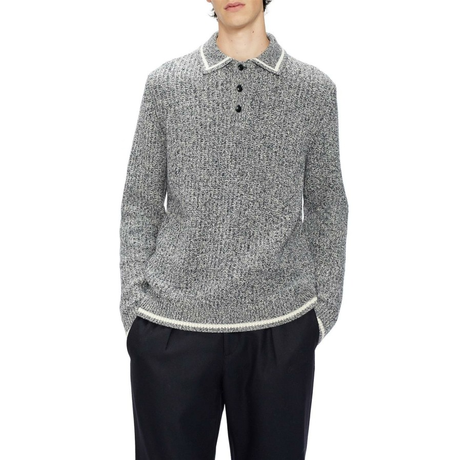 Men Ted Baker | Ted Baker Tames Polo Sweater For Polo Shirts Colour Navy