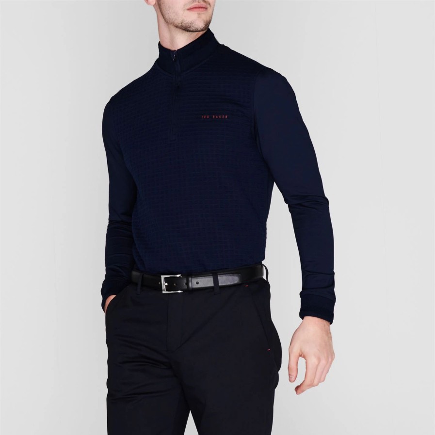 Sports & Fitness Ted Baker | Ted Baker Pitchin Top For Mens Golf Clothing Colour Navy