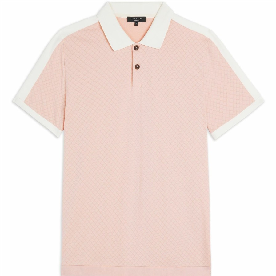 Men Ted Baker | Ted Baker Virtual Polo Shirt For Polo Shirts Colour Lt-Pink