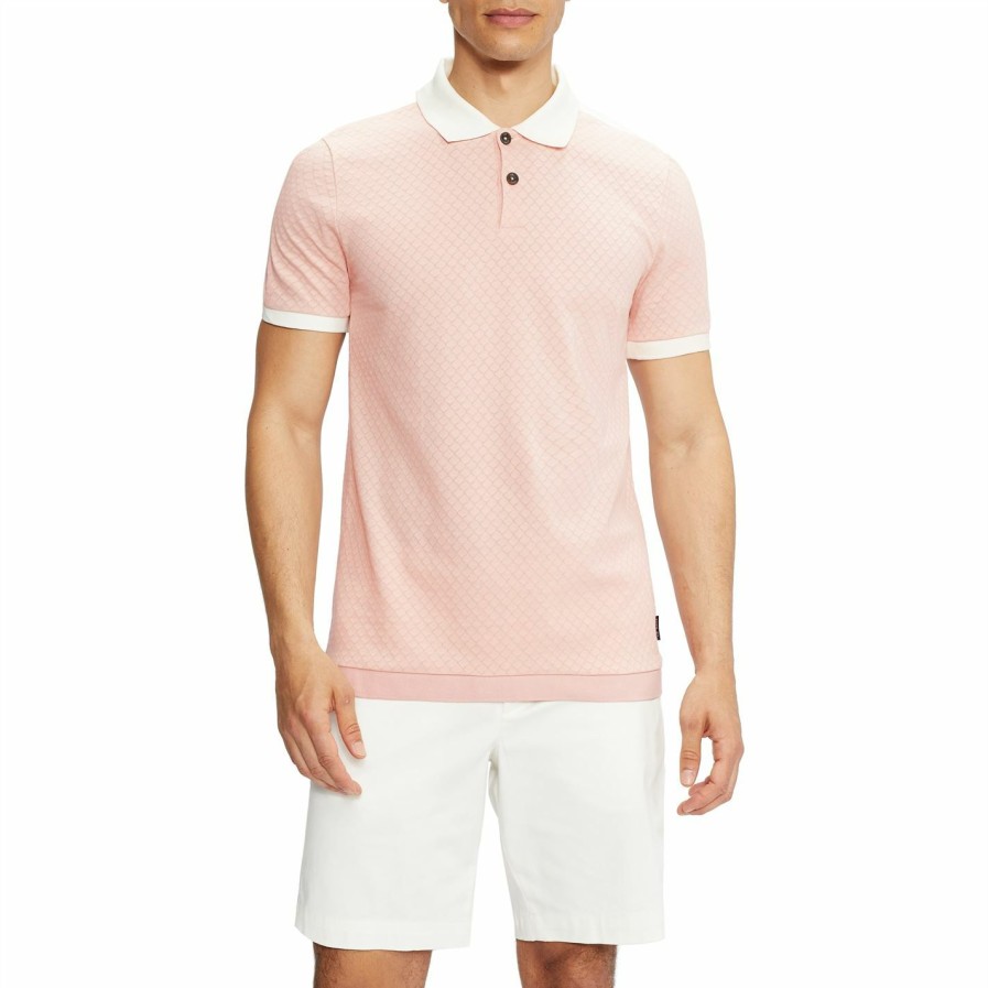 Men Ted Baker | Ted Baker Virtual Polo Shirt For Polo Shirts Colour Lt-Pink