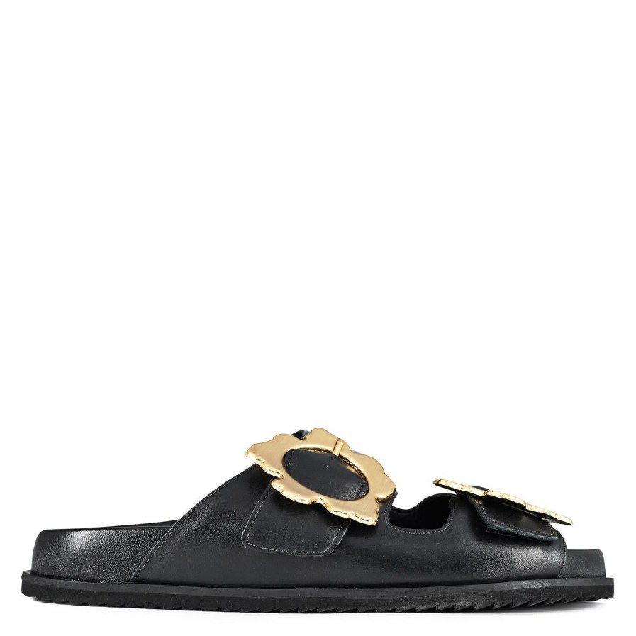 Sports & Fitness Ted Baker | Ted Baker Flolah Buckle Mule Sliders For Pool Shoes Colour Black