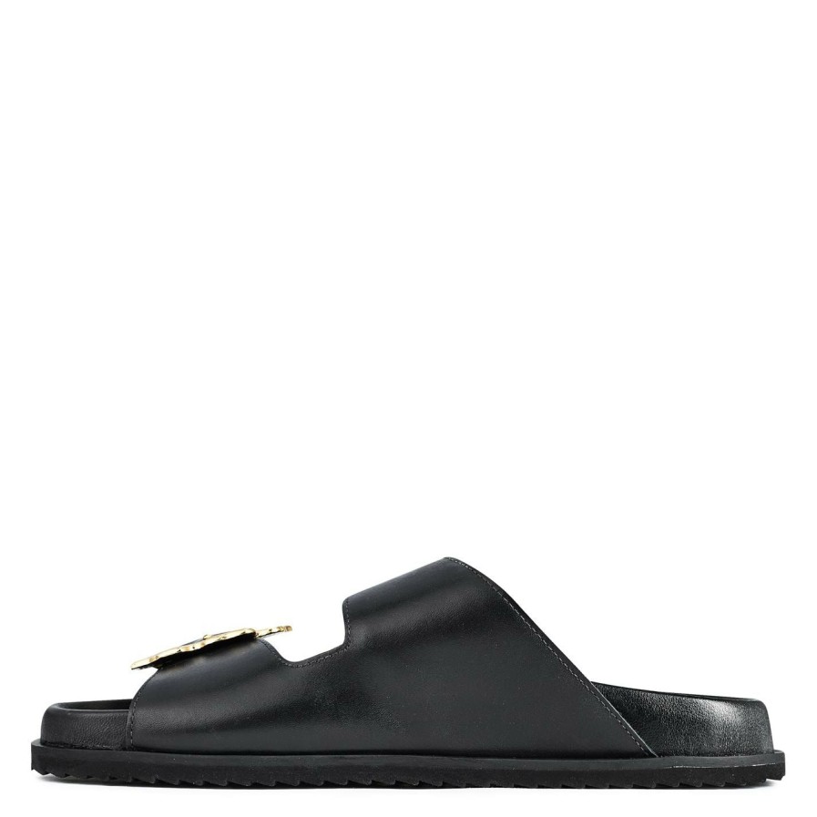 Sports & Fitness Ted Baker | Ted Baker Flolah Buckle Mule Sliders For Pool Shoes Colour Black