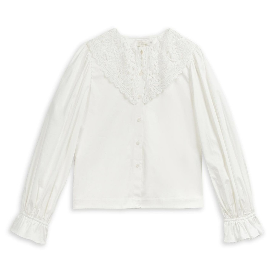 Women Ted Baker | Ted Baker Idalia Lace Collar Blouse For Blouses & Shirts Colour White