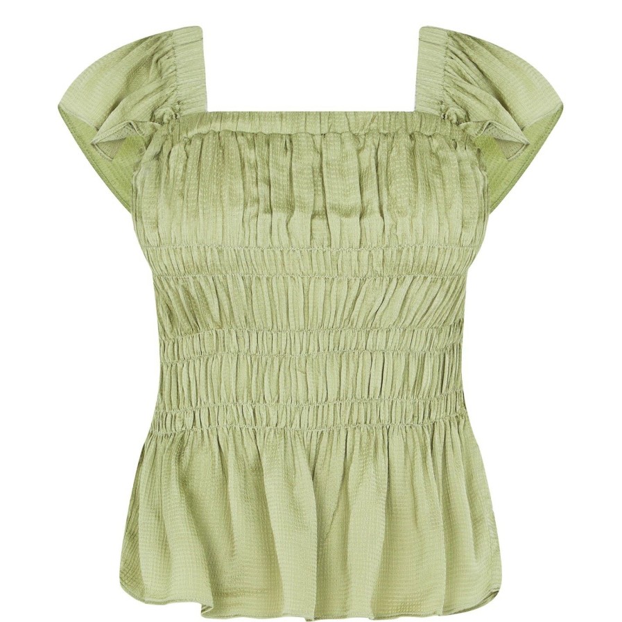 Women Ted Baker | Ted Baker Alovia Smock Top For Tops Colour Mid-Green