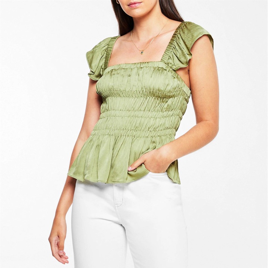 Women Ted Baker | Ted Baker Alovia Smock Top For Tops Colour Mid-Green