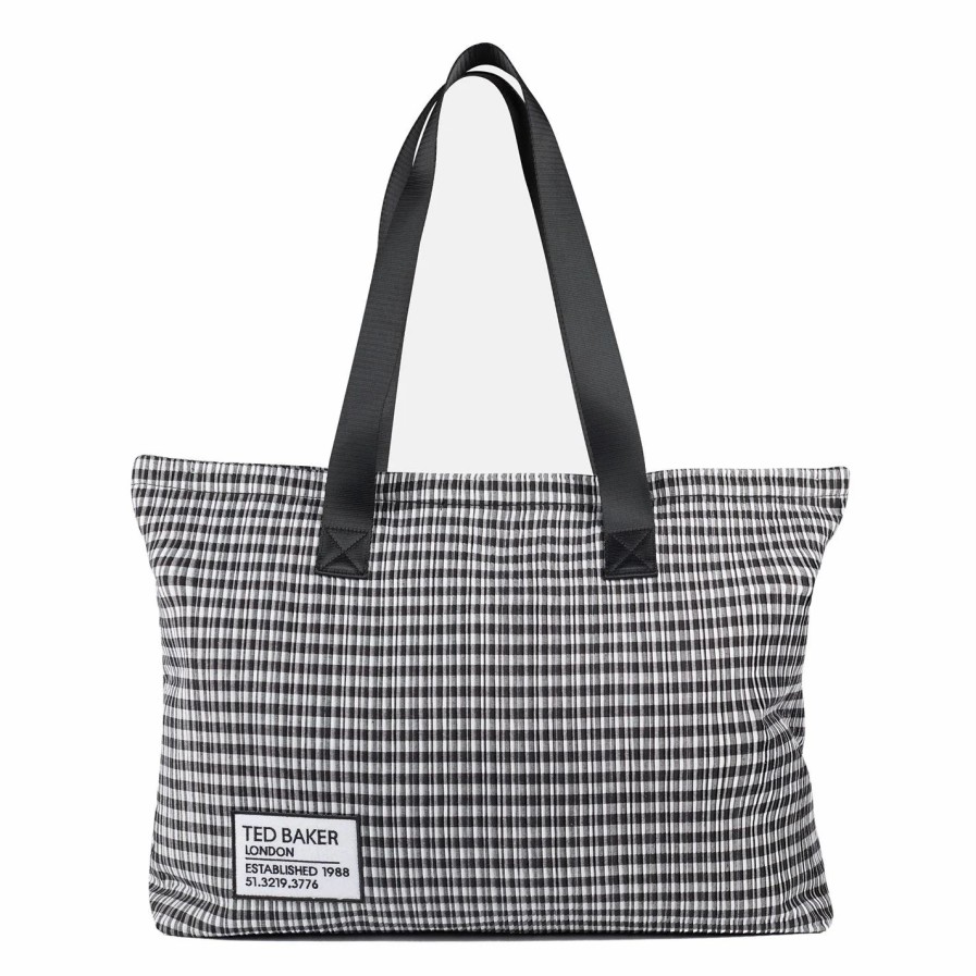 Bags & Luggage Ted Baker | Ted Baker Yazcon Gingham Tote Bag For Handbags Colour Black