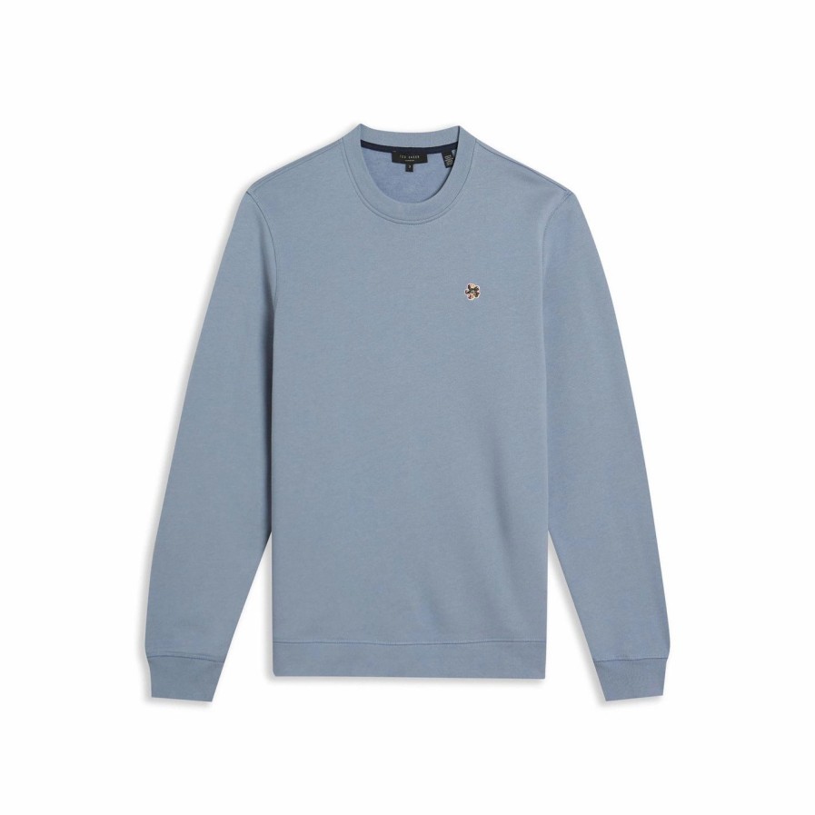 Men Ted Baker | Ted Baker Ted Baker Hatton Sweater For Big & Tall Knitwear Colour Mid-Blue