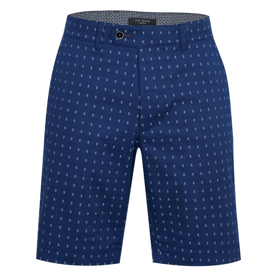 Men Ted Baker | Ted Baker Jordan Embroidered Shorts For Big & Tall Shorts Colour Navy