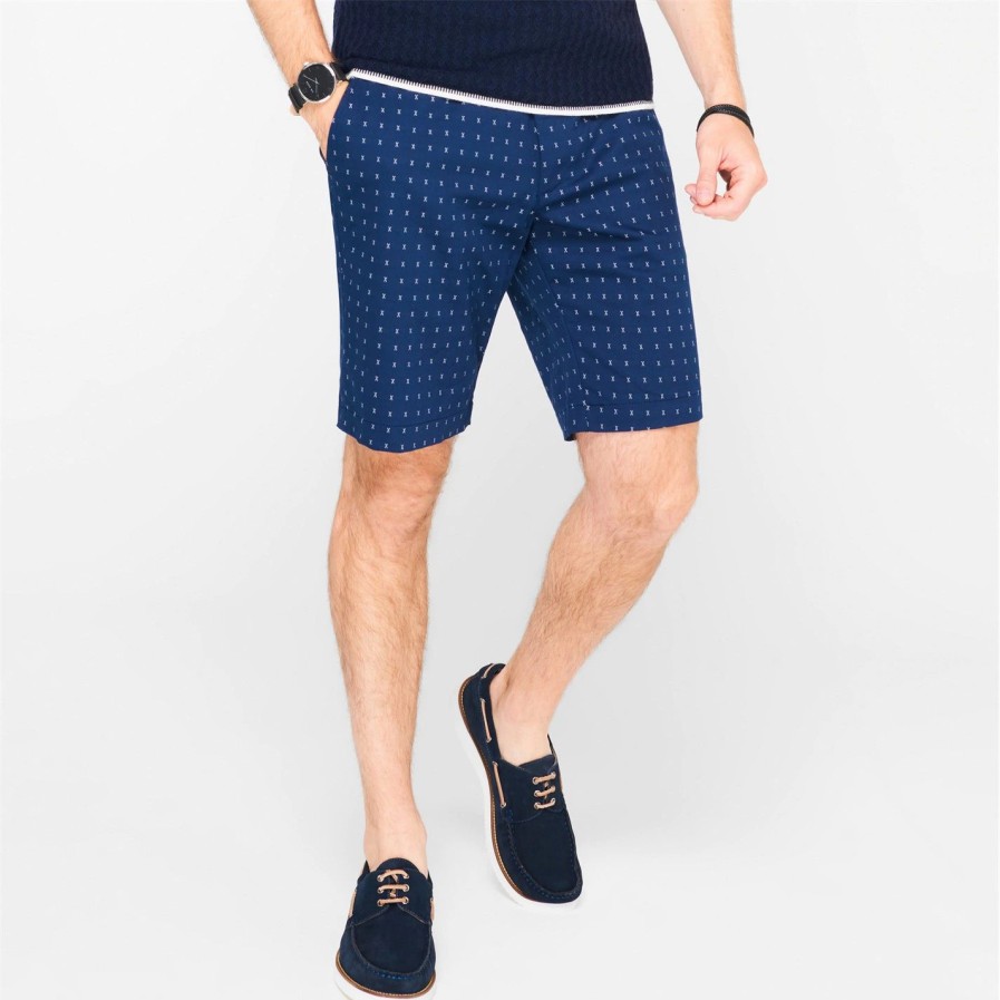 Men Ted Baker | Ted Baker Jordan Embroidered Shorts For Big & Tall Shorts Colour Navy