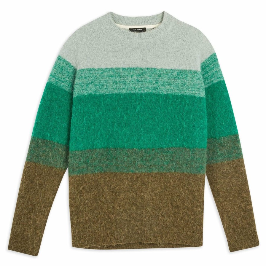 Women Ted Baker | Ted Baker Rydal Ombre Crew Jumper For Knitwear Colour Bright Green