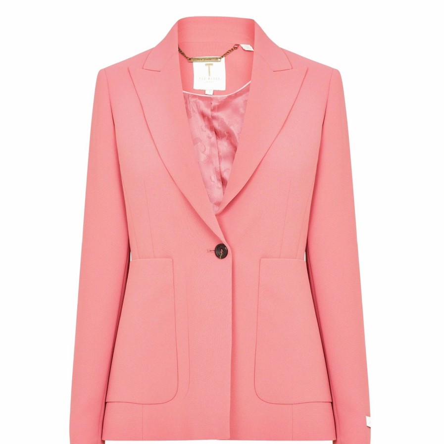 Women Ted Baker | Ted Baker Kelsyaj Blazer For Coats & Jackets Colour Mid-Pink