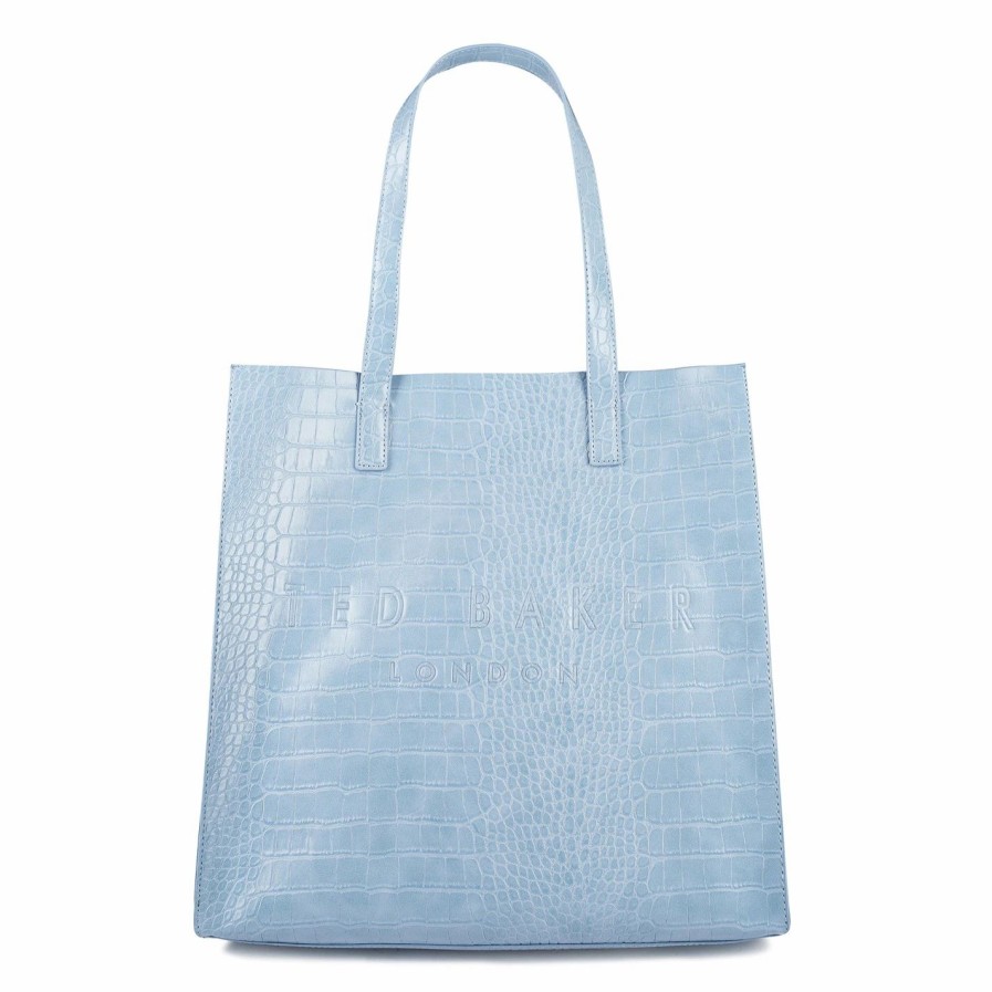 Bags & Luggage Ted Baker | Ted Baker Croccon Tote For Handbags Colour Pl-Blue