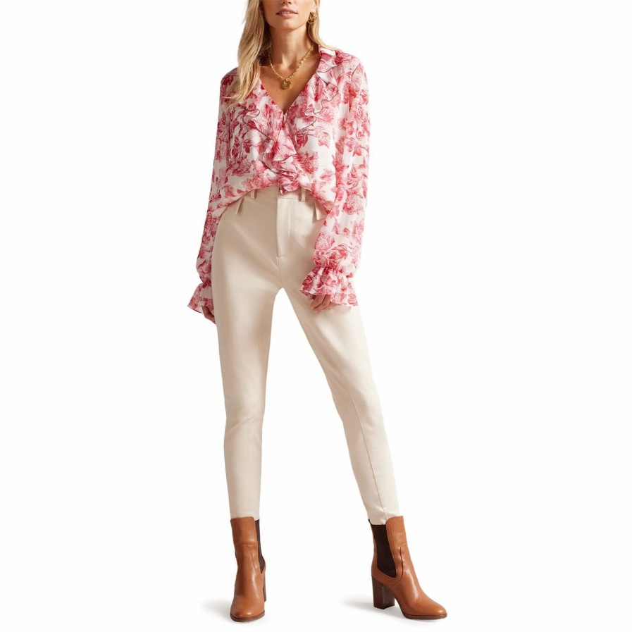 Women Ted Baker | Ted Baker Laurent Ruffle Blouse For Blouses & Shirts Colour White