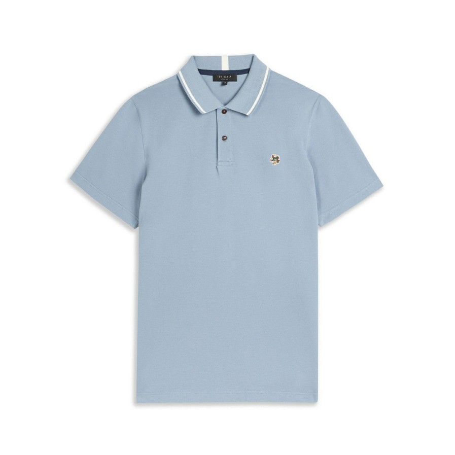 Men Ted Baker | Ted Baker Camden Polo Shirt For Polo Shirts Colour Mid-Blue