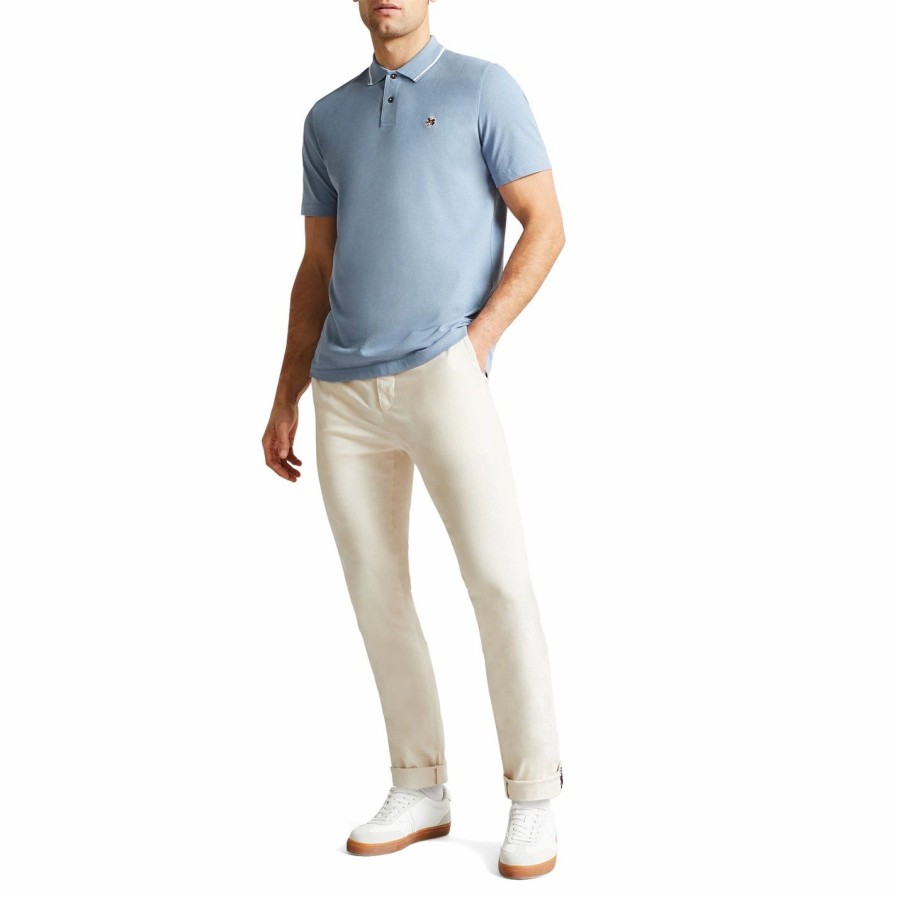 Men Ted Baker | Ted Baker Camden Polo Shirt For Polo Shirts Colour Mid-Blue