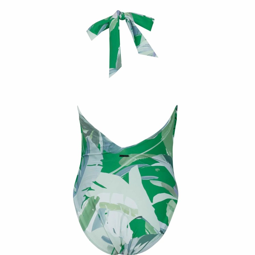 Women Ted Baker | Ted Baker Livosa Swimsuit For Kaftans & Sarongs Colour Green