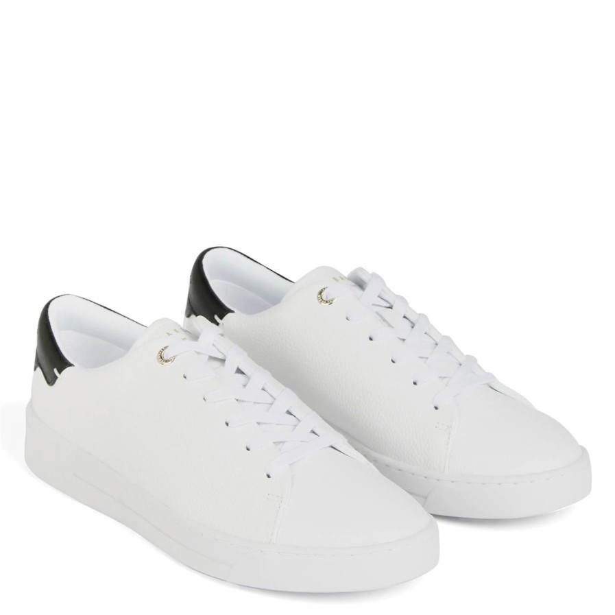 Shoes & Boots Ted Baker | Ted Baker Ted Baker Kimmii Leather Sneaker For Women'S Trainers Colour White-Blk