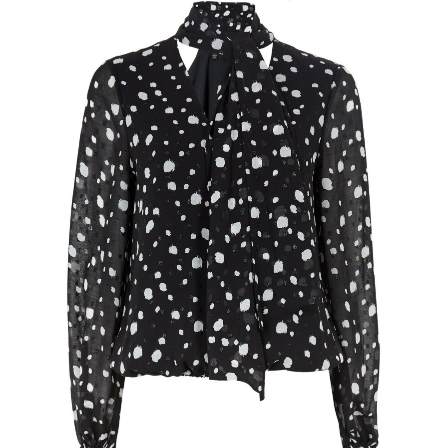 Women Ted Baker | Ted Baker Polka Dot Top For Blouses & Shirts Colour Black