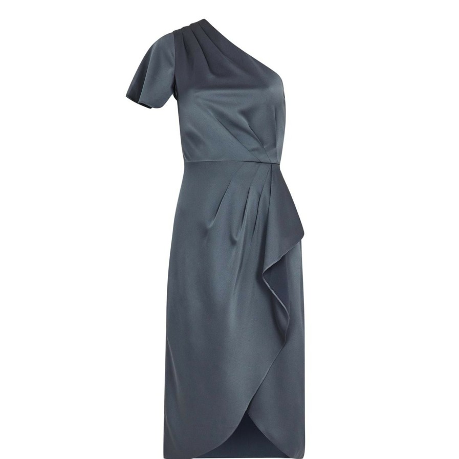 Women Ted Baker | Ted Baker Ridah Waterfall Dress For Bridesmaid Dresses Colour Gunmetal