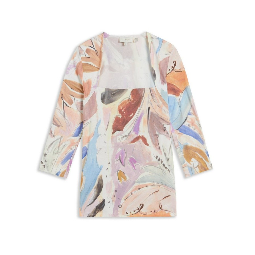 Women Ted Baker | Ted Baker Devinah Square Neck Top For Tops Colour Ivory