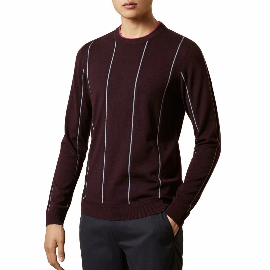 Men Ted Baker | Ted Baker Chifke Crew Sweater For Big & Tall Knitwear Colour Dark Red