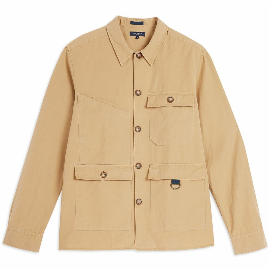 Women Ted Baker | Ted Baker Bikee Overshirt For Coats & Jackets Colour Beige