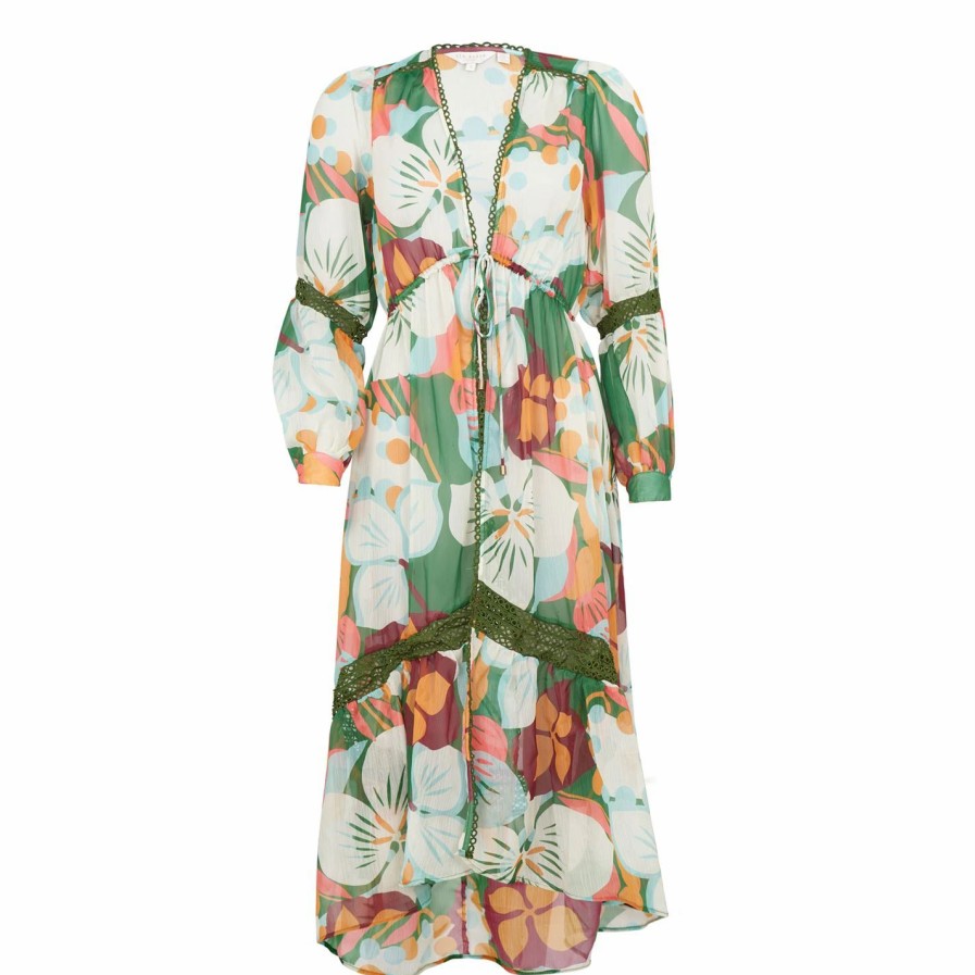 Women Ted Baker | Ted Baker Oorun Coverup For Kaftans & Sarongs Colour Green