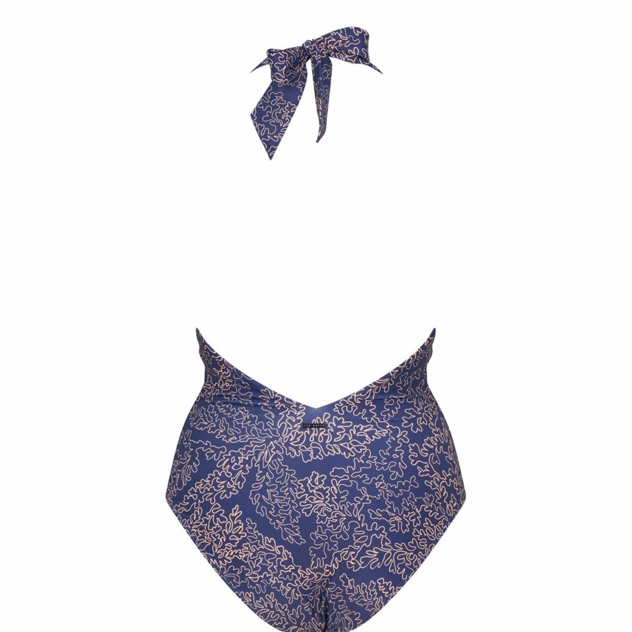 Women Ted Baker | Ted Baker Dainah V Swimsuit For Kaftans & Sarongs Colour Dk-Navy