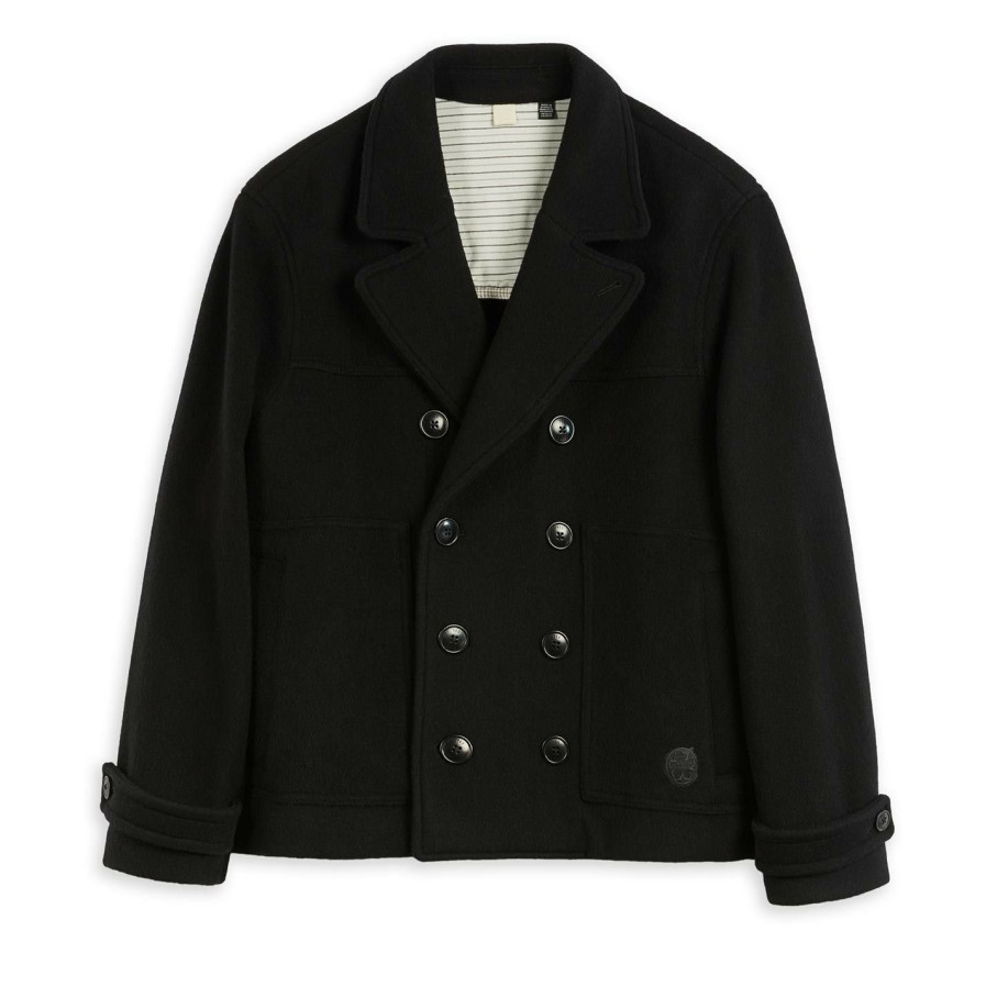 Men Ted Baker | Ted Baker Atllas Peacoat For Big & Tall Coats & Jackets Colour Black