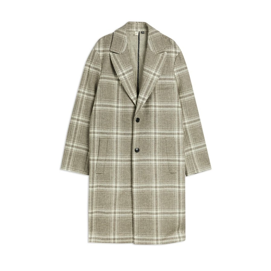 Women Ted Baker | Ted Baker Ogle Check Coat For Coats & Jackets Colour Taupe