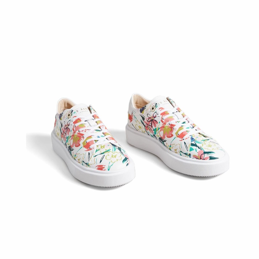 Shoes & Boots Ted Baker | Ted Baker Lonnia Trainers For Women'S Trainers Colour Ecru Floral