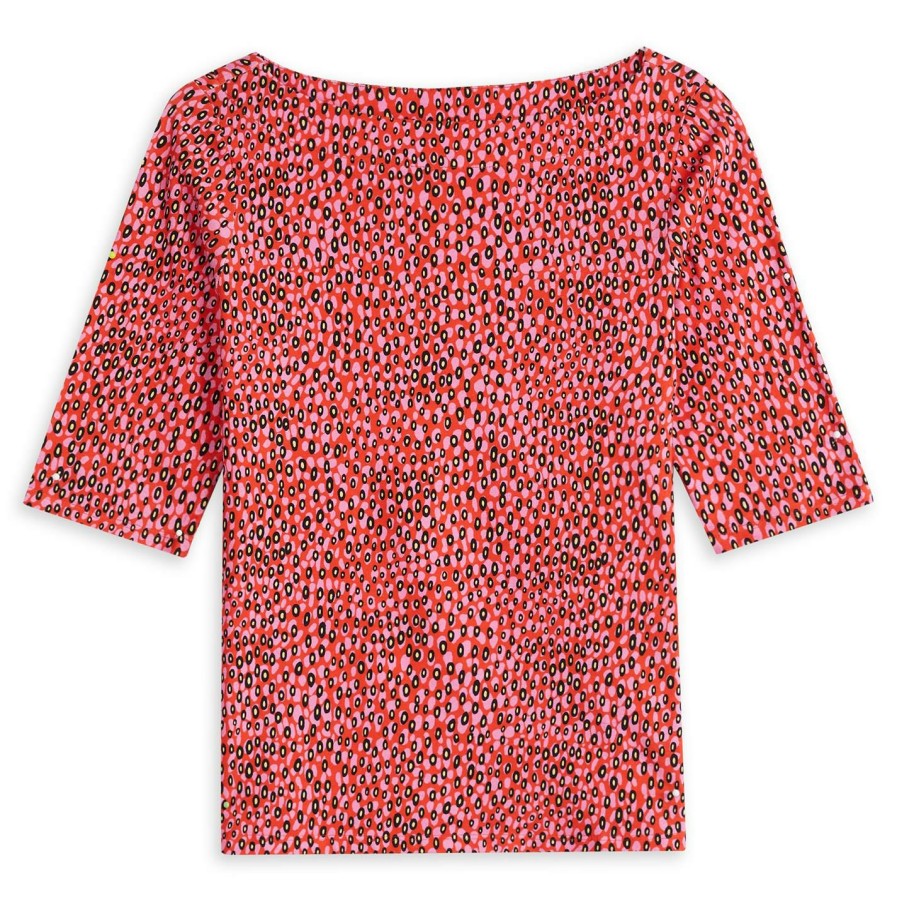 Women Ted Baker | Ted Baker Willew Print T Shirt For Tops Colour Bright Pink