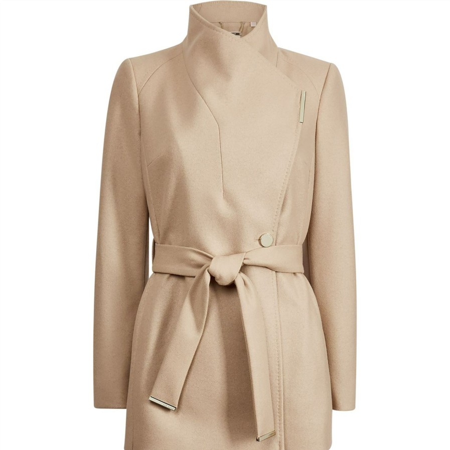 Women Ted Baker | Ted Baker Roses Wool Coat For Coats & Jackets Colour Camel