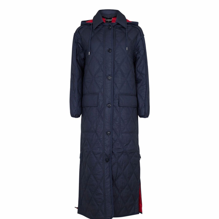 Women Ted Baker | Ted Baker Lilan Quilted Coat For Coats & Jackets Colour Navy