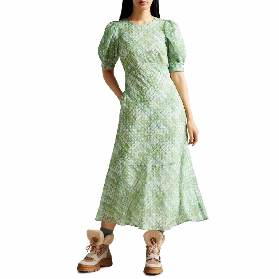 Women Ted Baker | Ted Baker Ted Baker Guitaz Midi Dress For Dresses Colour Green