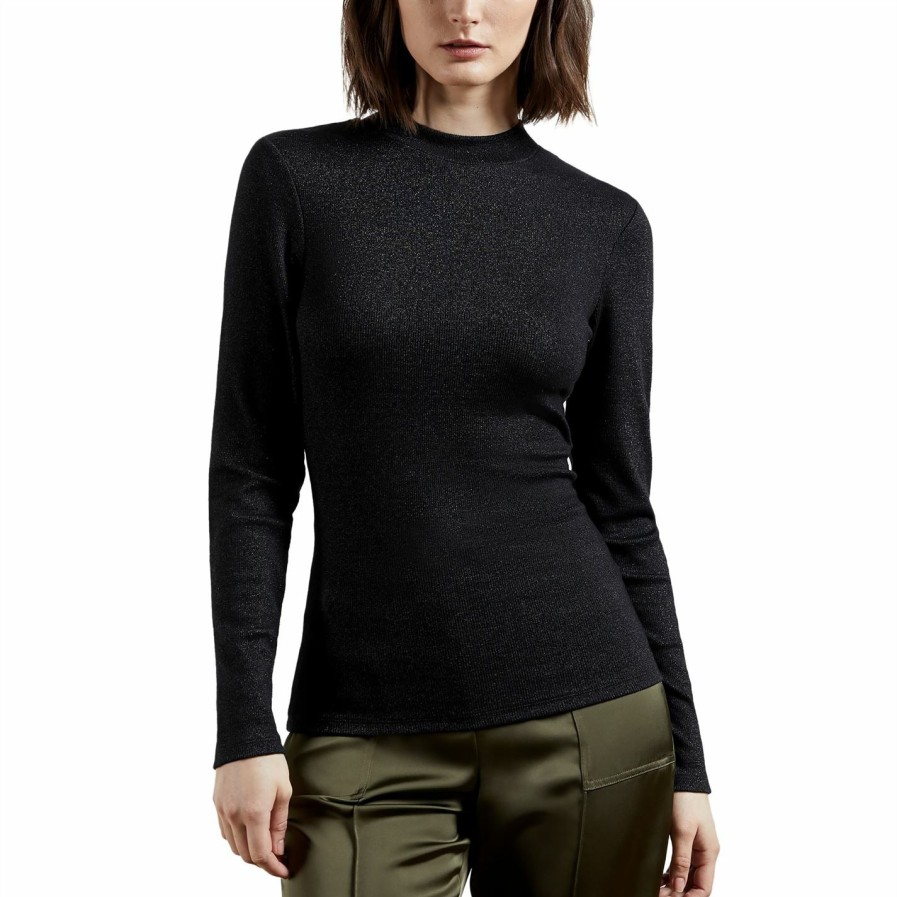 Women Ted Baker | Ted Baker Stormie Long Sleeve T Shirt For Tops Colour Black