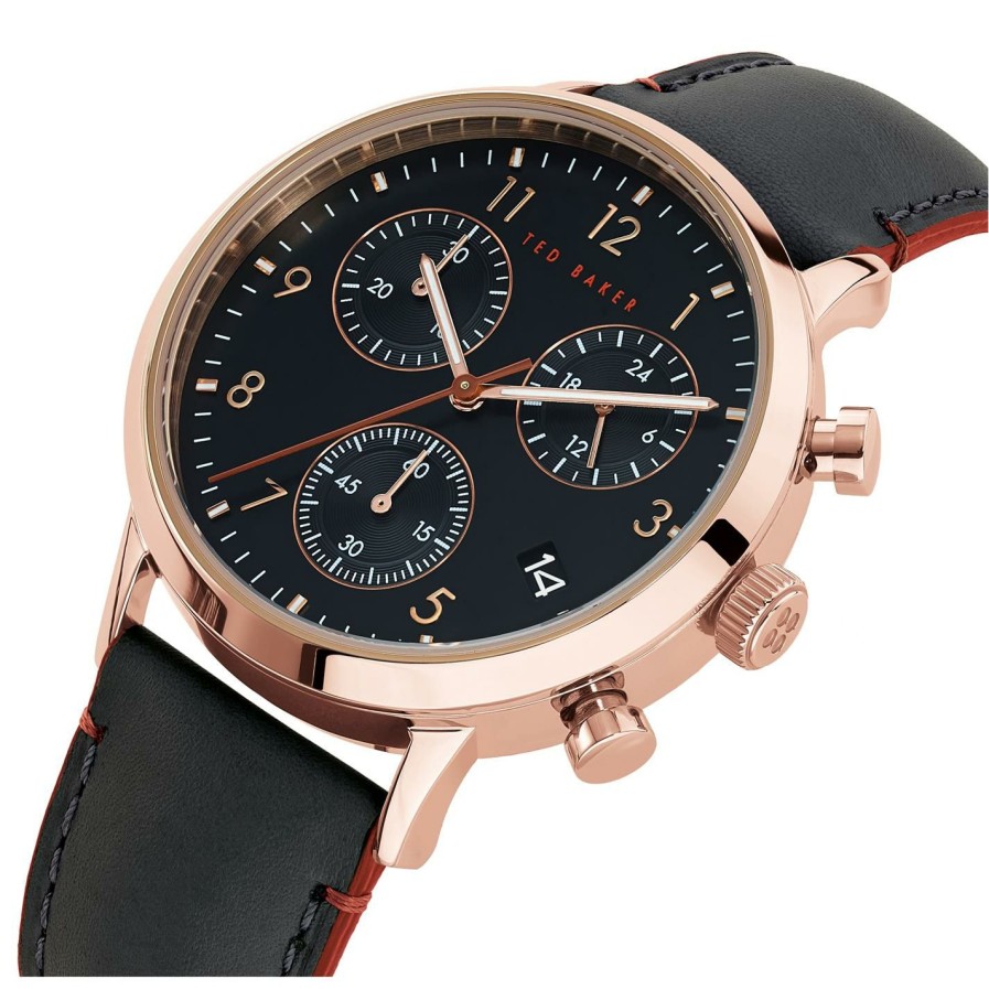 Accessories Ted Baker | Ted Baker Ted Baker Cosmopolitan Watch Mens For Men'S Watches Colour Black/Rose Gold