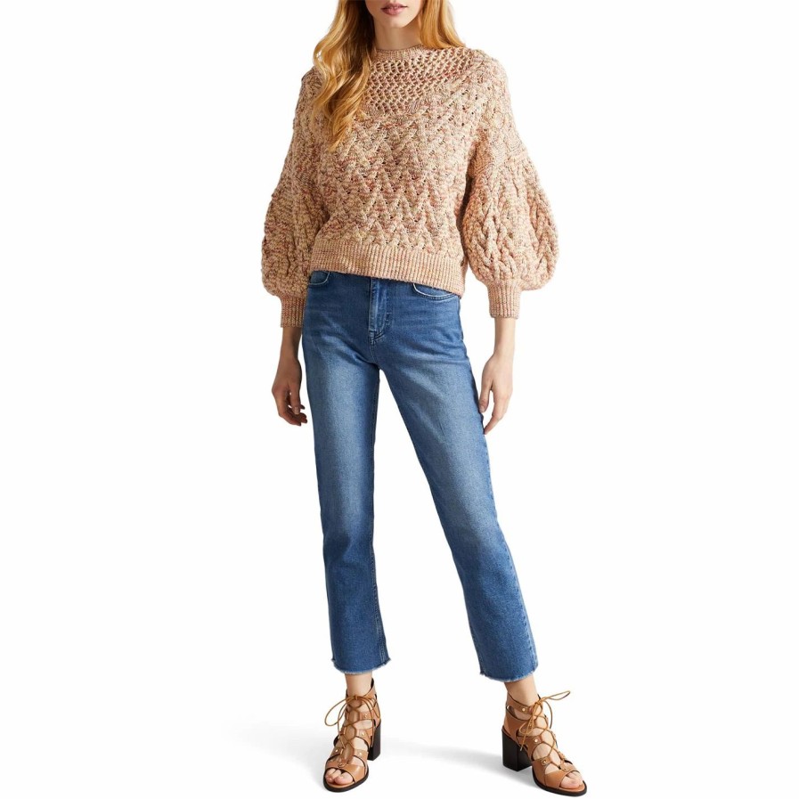 Women Ted Baker | Ted Baker Lorensa Knitted Jumper For Knitwear Colour Camel