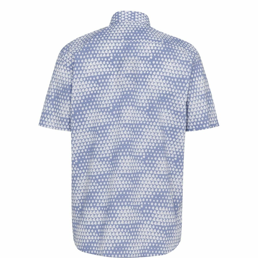 Men Ted Baker | Ted Baker Ted Baker Hunno Geo Tile Print Shirt For T-Shirts Colour Light Blue