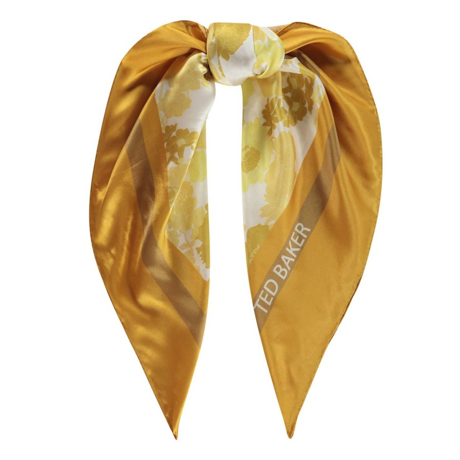 Accessories Ted Baker | Ted Baker Ted Baker Scila Print Square Scarf Womens For Women'S Scarves Colour Lt-Yellow