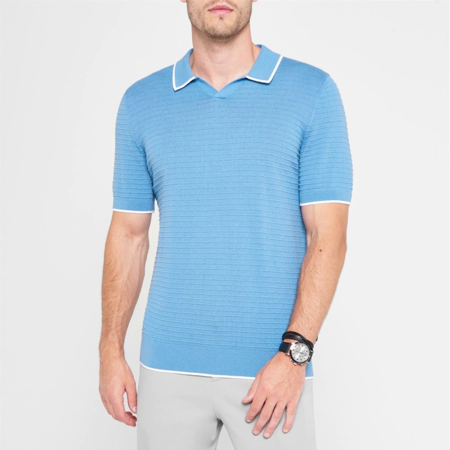 Men Ted Baker | Ted Baker Durdle Text Polo Shirt For Polo Shirts Colour Sky Blue