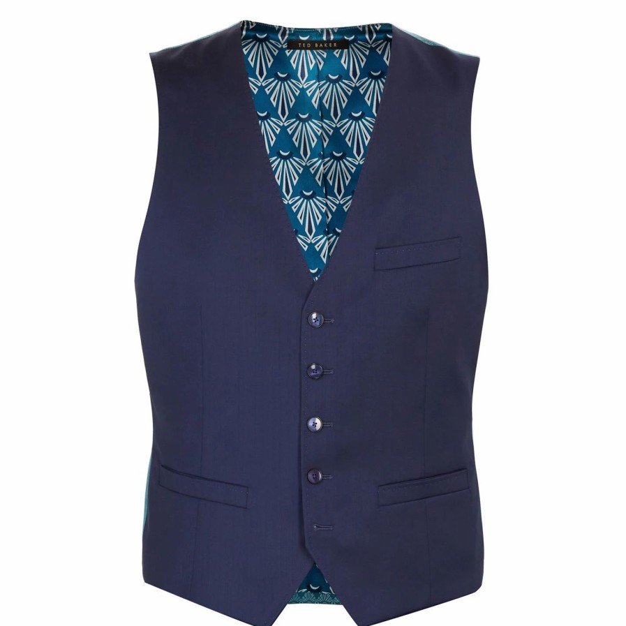 Men Ted Baker | Ted Baker Blair Waistcoat For Complete Suits Colour Dark Blue