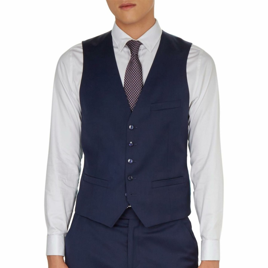 Men Ted Baker | Ted Baker Blair Waistcoat For Complete Suits Colour Dark Blue